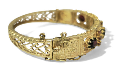 Vintage 14k Yellow Gold Garnet Bracelet