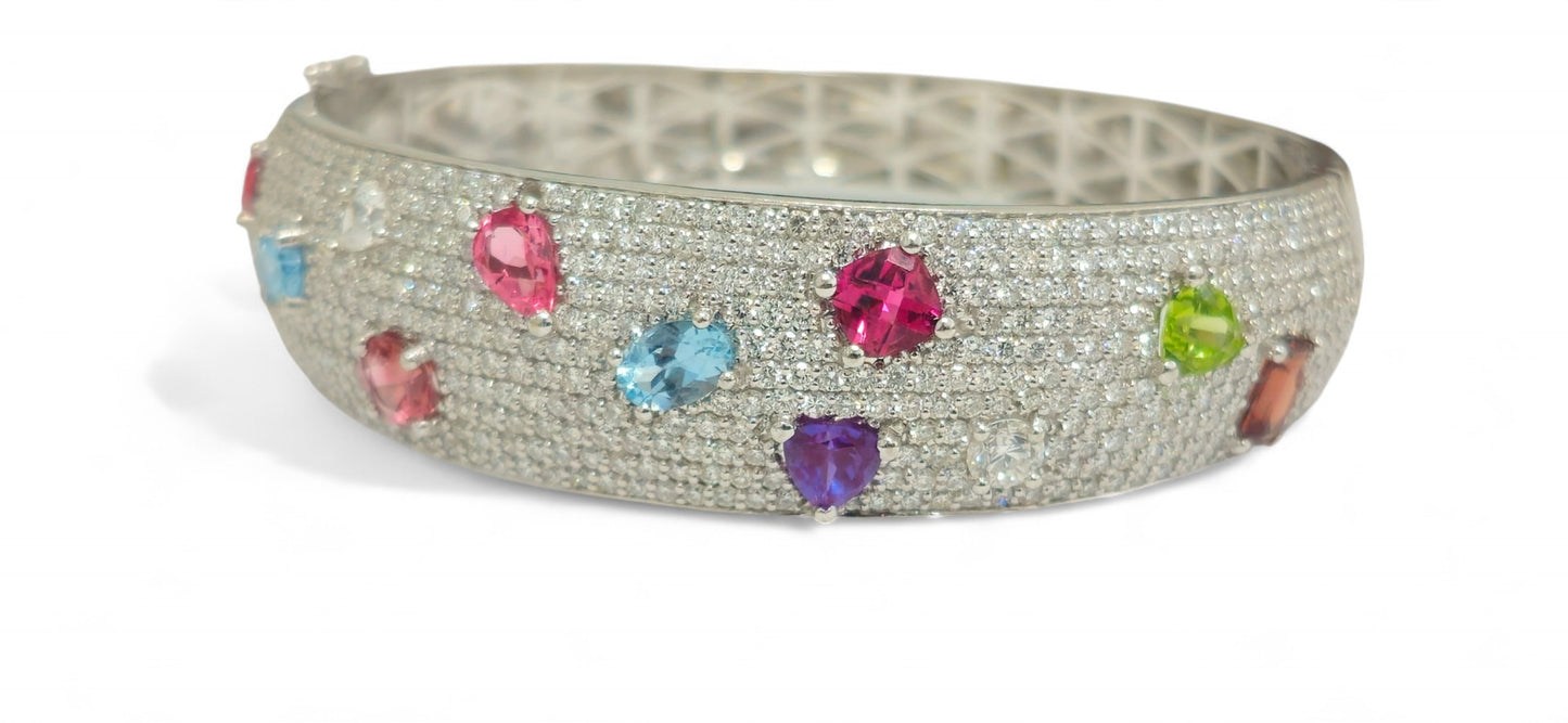 Mixed Gemstones Custom Diamond and Gemstone Bracelet