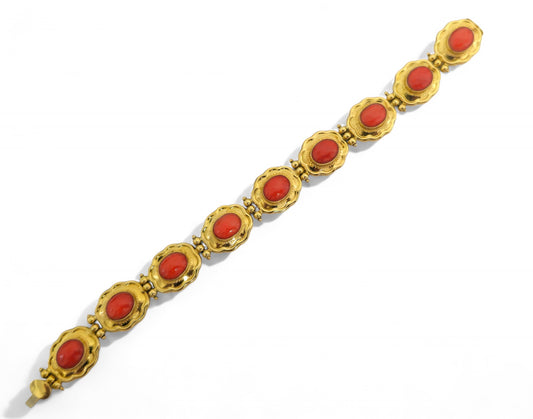 Vintage 27ct Coral and 18k Gold Bracelet