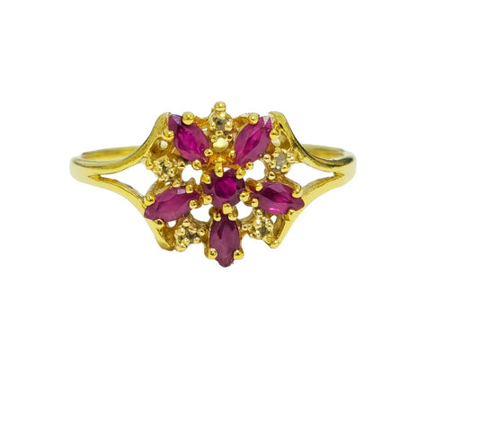 Classic 10kt Gold Ruby Diamond Ring