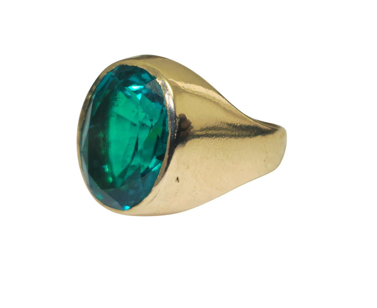 14k Yellow Gold Emerald Solitaire Ring