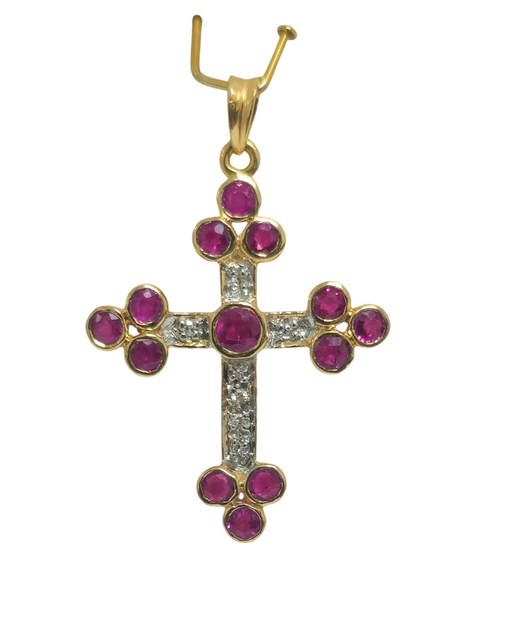 Diamond and Ruby Cross Pendant