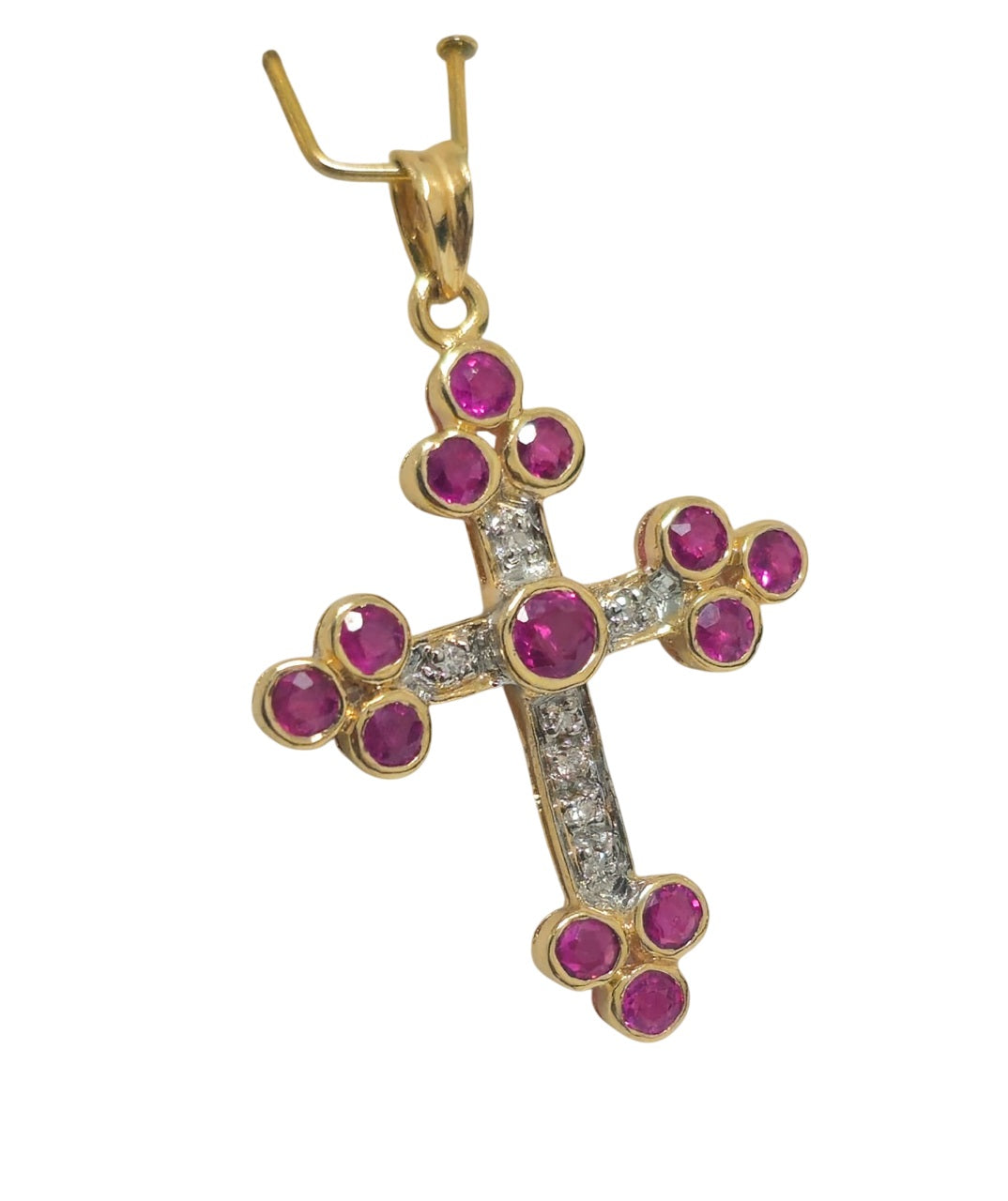 Diamond and Ruby Cross Pendant