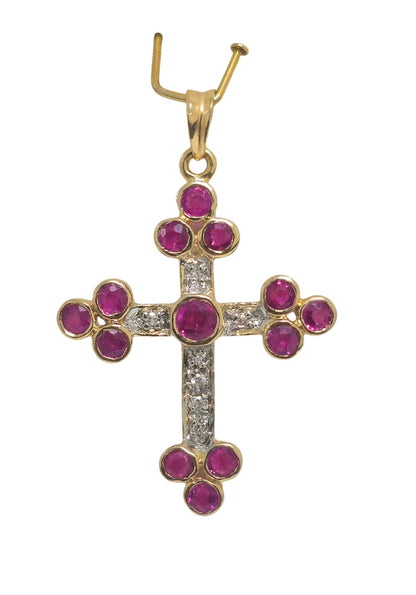 Diamond and Ruby Cross Pendant