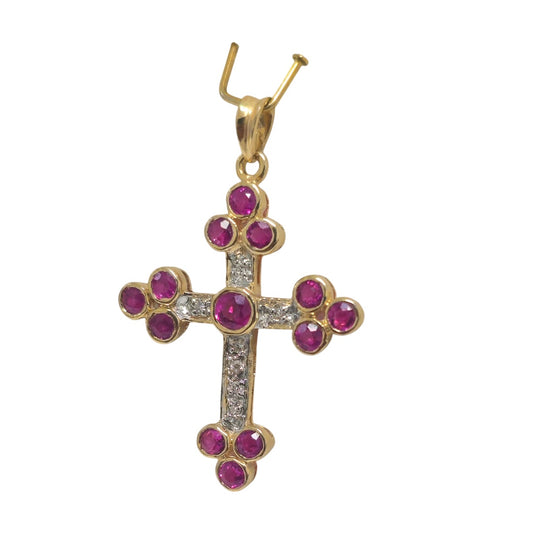 Diamond and Ruby Cross Pendant