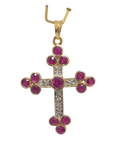 Diamond and Ruby Cross Pendant