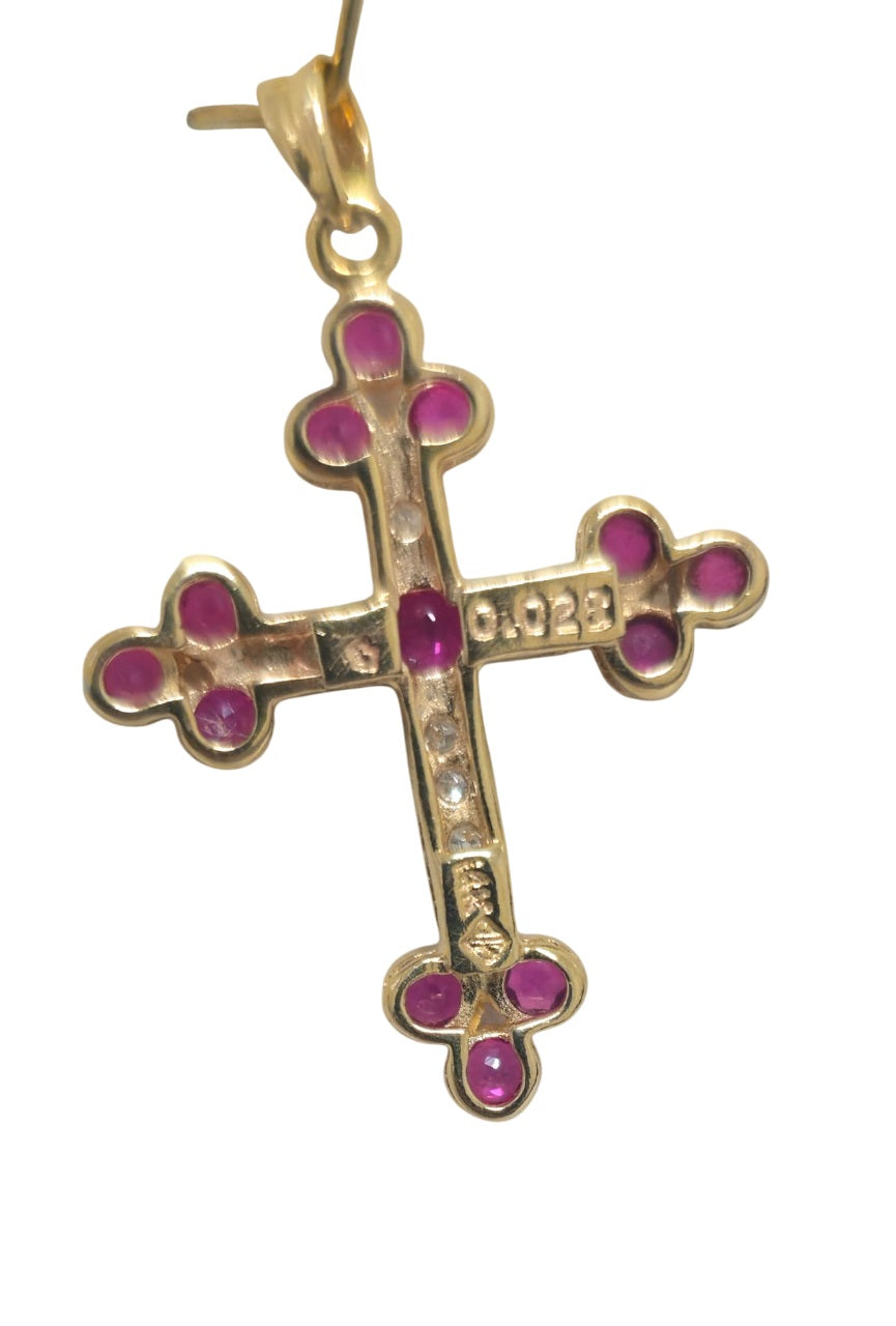 Diamond and Ruby Cross Pendant