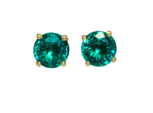 14k Lab Grown Emerald Stud Earrings