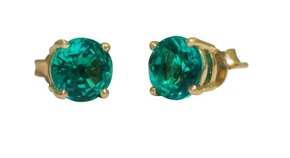 14k Lab Grown Emerald Stud Earrings