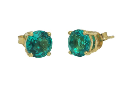 14k Lab Grown Emerald Stud Earrings