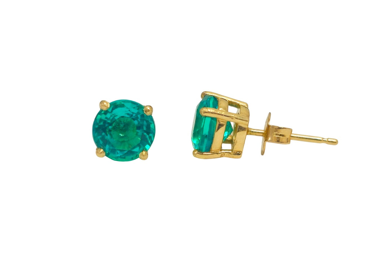 14k Lab Grown Emerald Stud Earrings