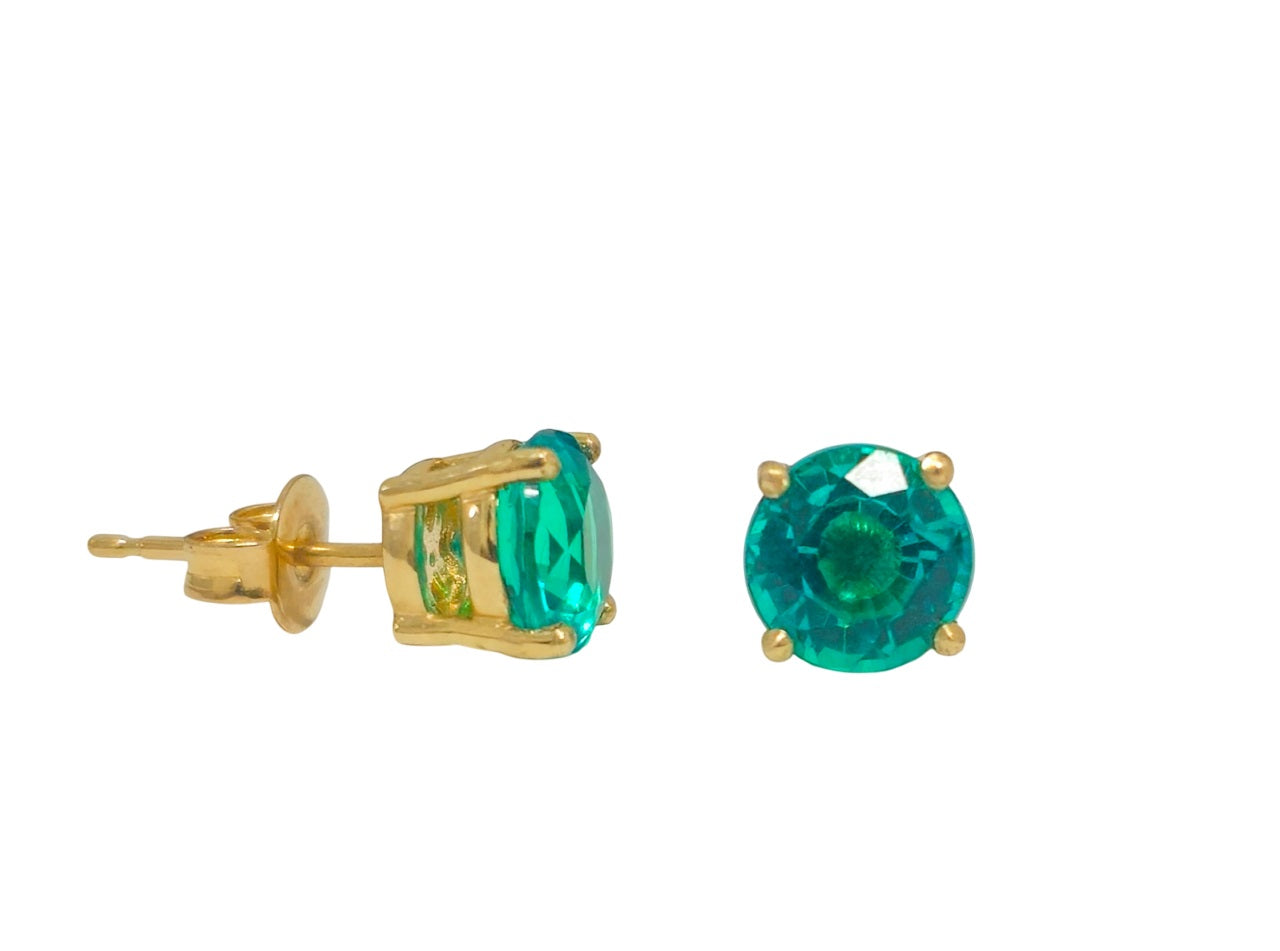 14k Lab Grown Emerald Stud Earrings