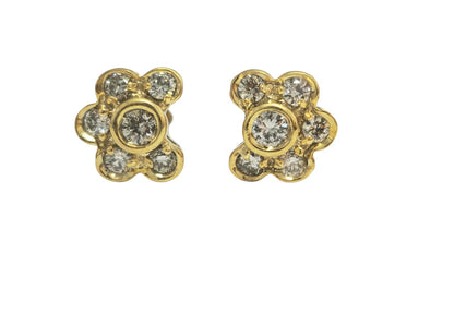 14k Yellow Gold Diamond Stud Earrings