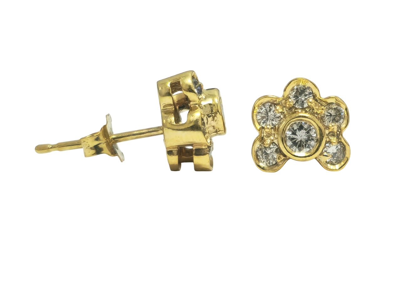 14k Yellow Gold Diamond Stud Earrings