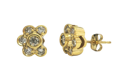 14k Yellow Gold Diamond Stud Earrings