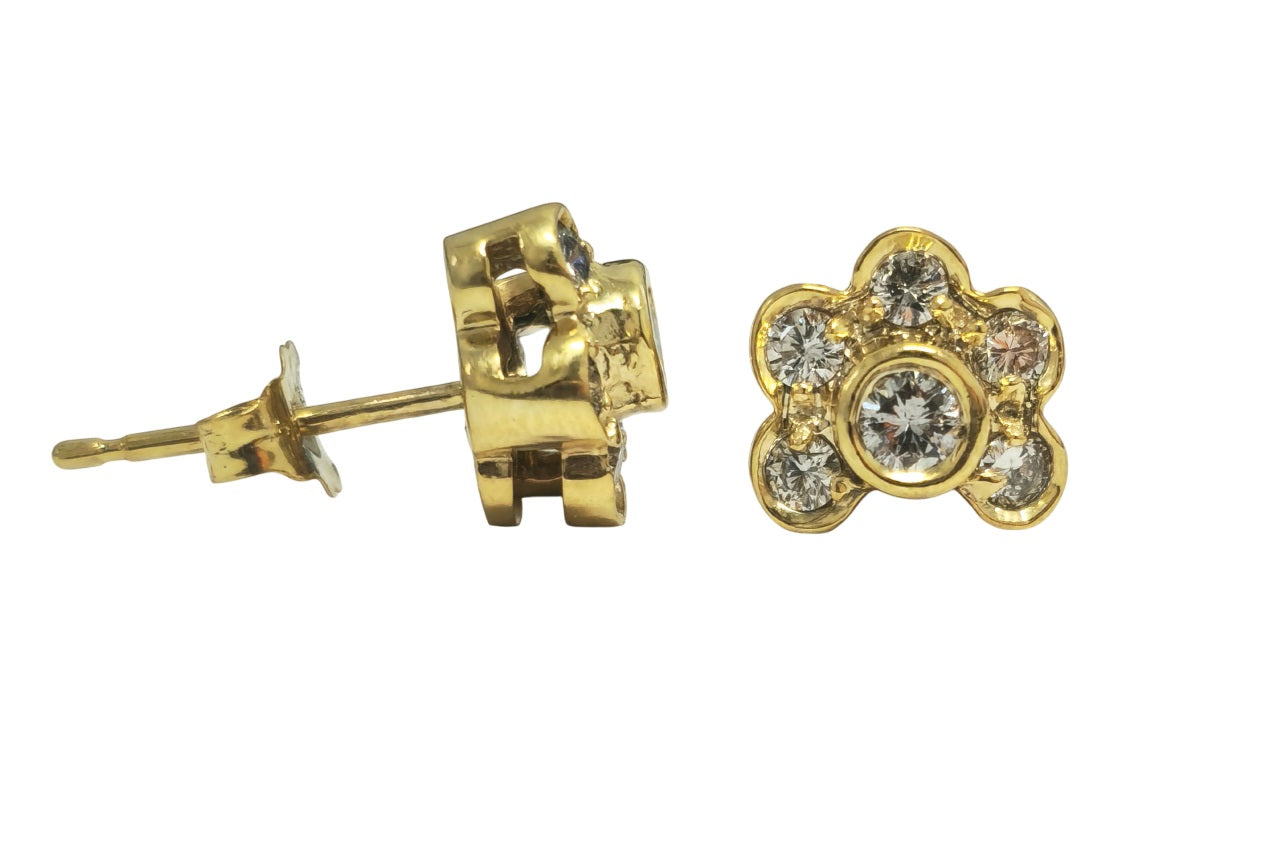 14k Yellow Gold Diamond Stud Earrings