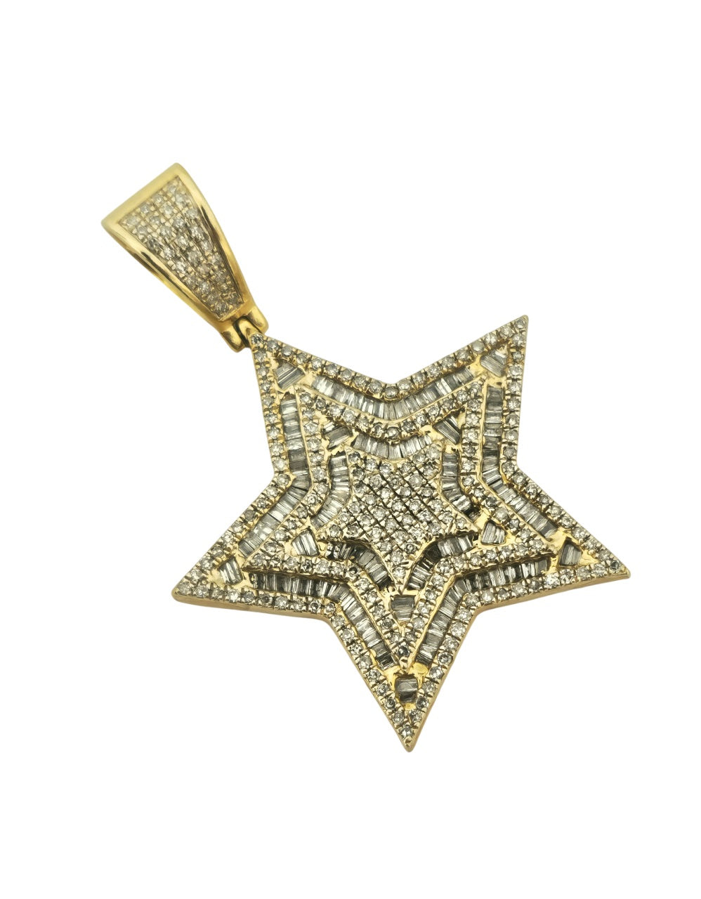 10k Yellow Gold Diamond Iced-Out Star Pendant