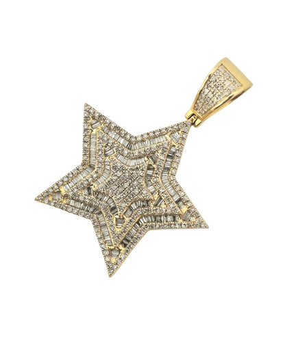 10k Yellow Gold Diamond Iced-Out Star Pendant