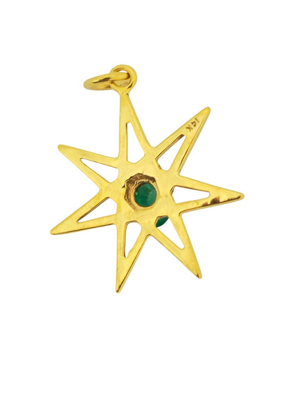 14k Yellow Gold Star Emerald Pendant