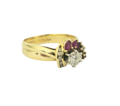 14k Gold Diamond and Ruby Ring