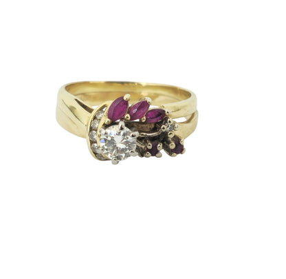 14k Gold Diamond and Ruby Ring