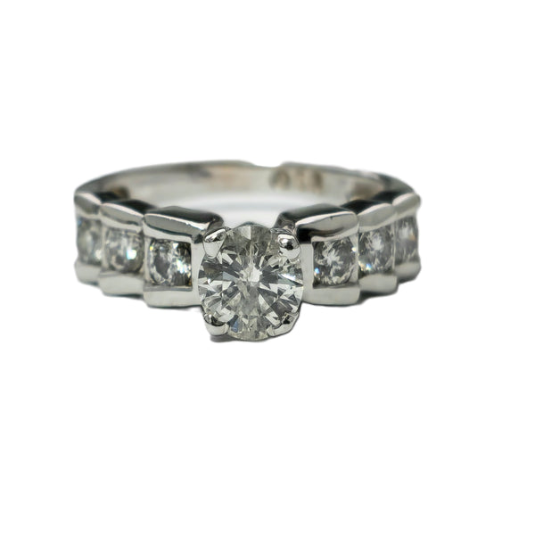 14K White Gold. 1.20ct Diamond Engagement Ring For Her