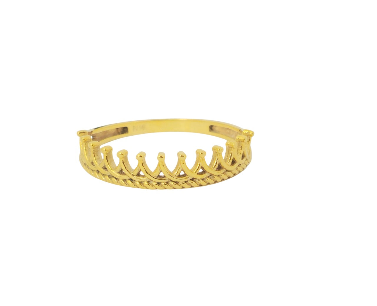 14k Gold Crown Motif Ring