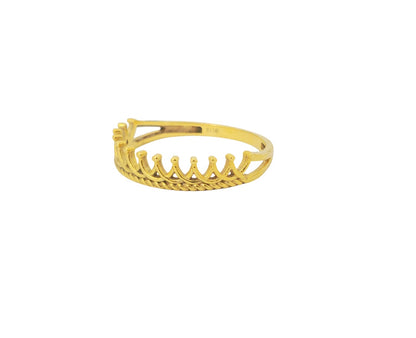 14k Gold Crown Motif Ring