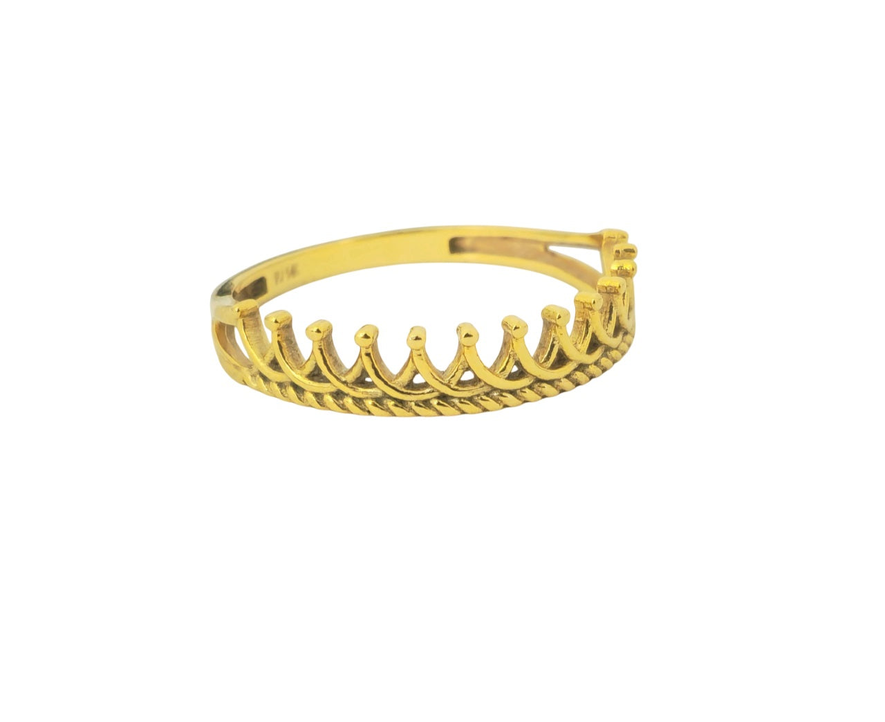 14k Gold Crown Motif Ring