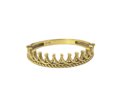 14k Gold Crown Motif Ring