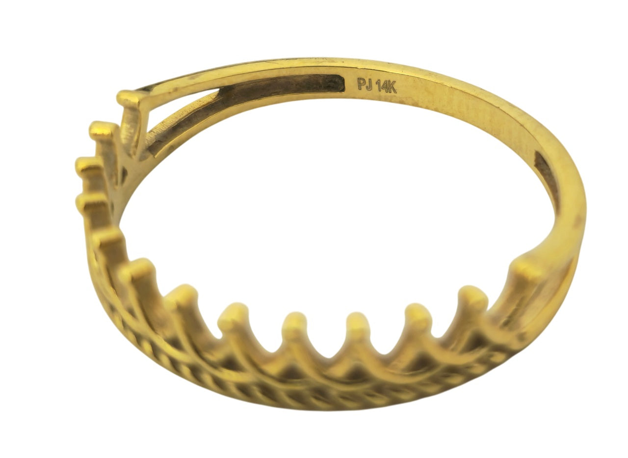 14k Gold Crown Motif Ring