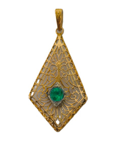 Victorian 0.32 Carat Natural Emerald Pendant For Womens