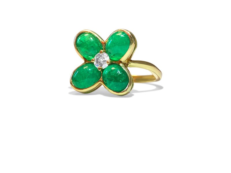 18K Gold, 8.50 CT Emerald and Diamond Ring