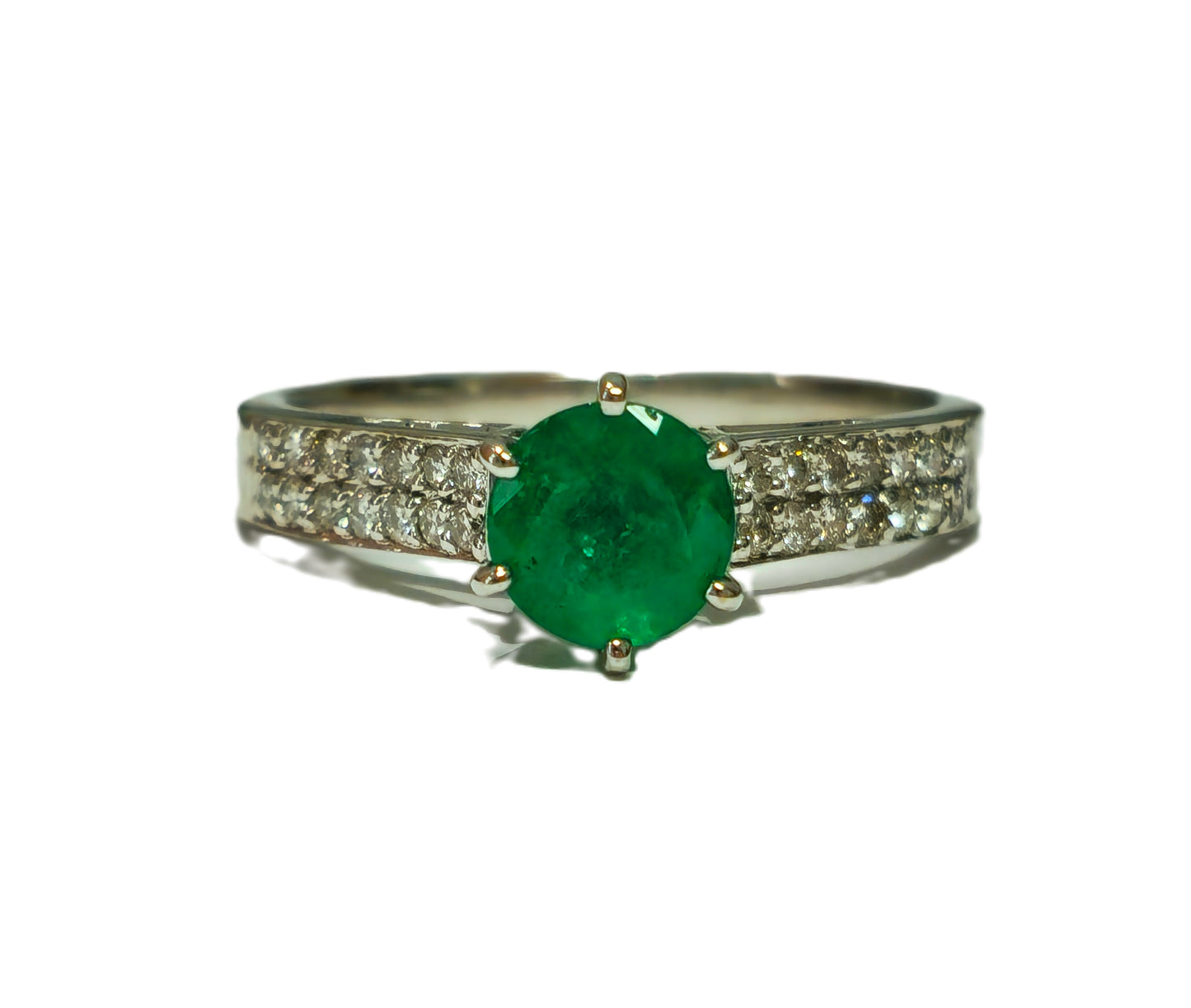 14K gold, 0.50 carat Colombian Emerald and Diamond Ring