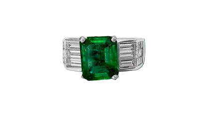 Vintage 2.50ct Natural Emerald Diamond Ring