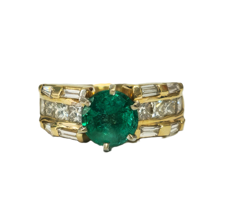 4.85 Carat Emerald and Diamond Ring in 14K Yellow Gold