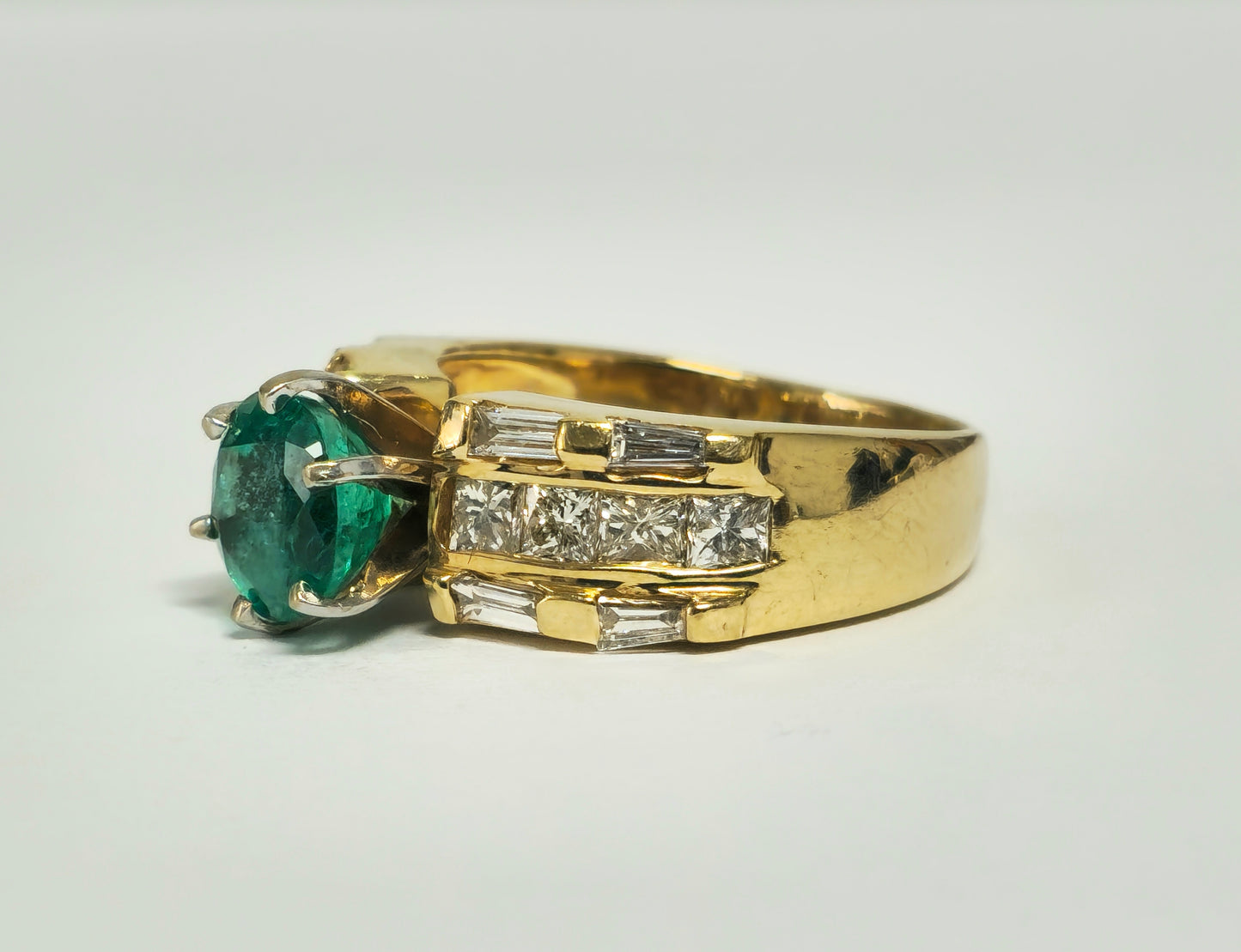 4.85 Carat Emerald and Diamond Ring in 14K Yellow Gold