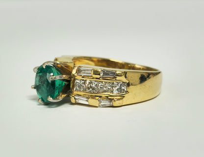 4.85 Carat Emerald and Diamond Ring in 14K Yellow Gold