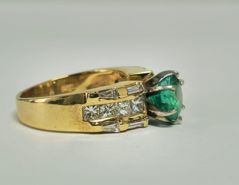 4.85 Carat Emerald and Diamond Ring in 14K Yellow Gold