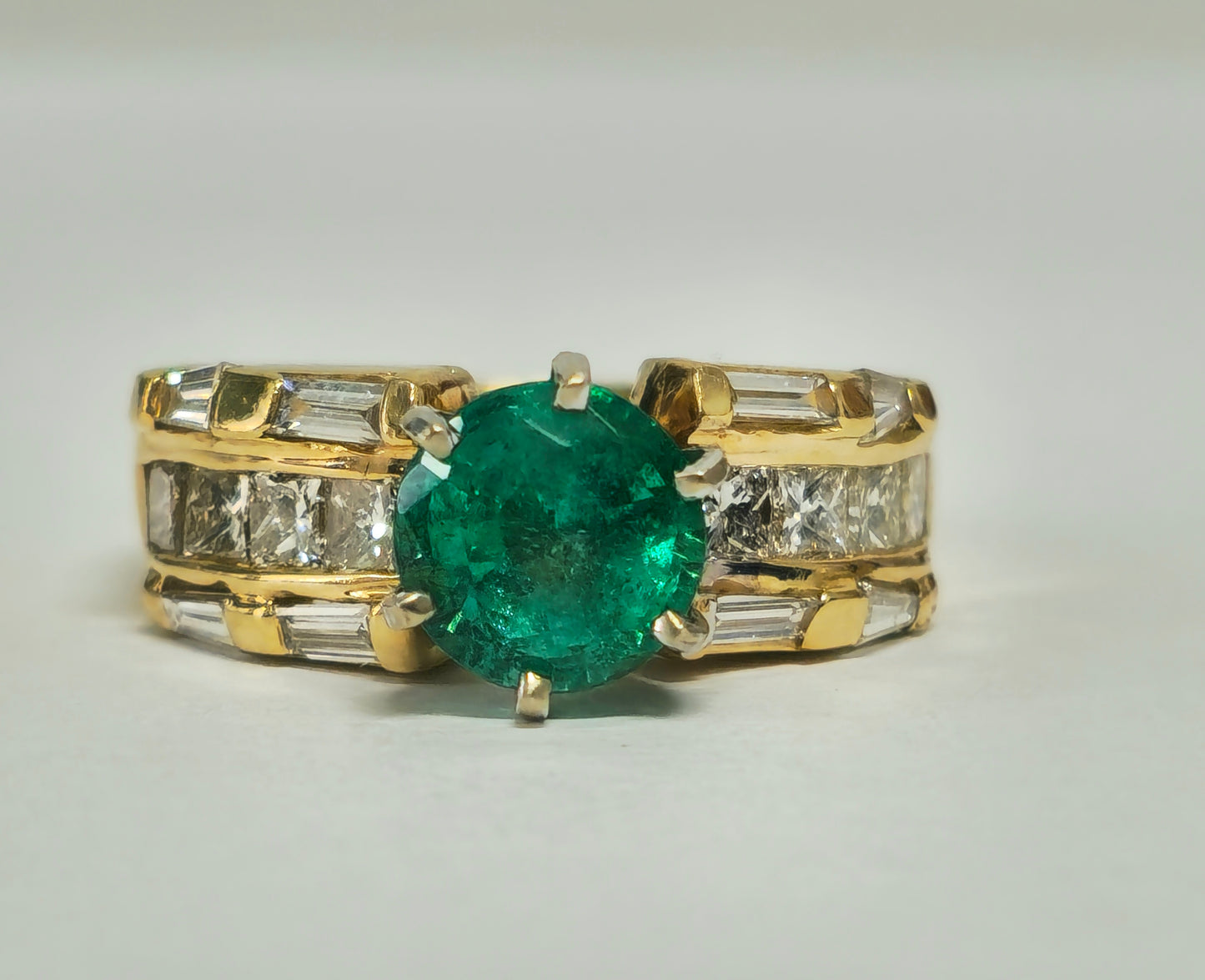 4.85 Carat Emerald and Diamond Ring in 14K Yellow Gold