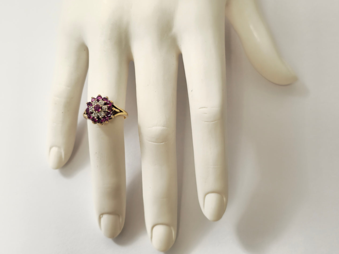 Vintage Natural 1.20 Carat Ruby & Diamond Cocktail Ring in 14k yellow gold