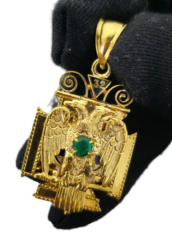 Mid Century European 1.20 Carat Emerald Religious Cross
