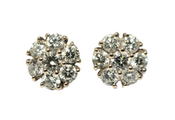 Modern 2.50 Carat VVS Diamond Cluster Studs in 14k Rose Gold