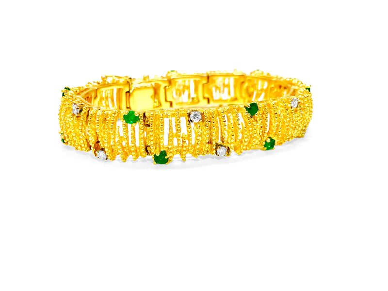 La Triomphe 18K Gold Emerald Diamond Bracelet