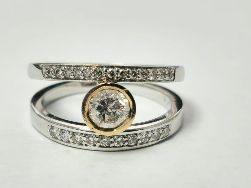 Vintage 14K two tone, 0.76ct Diamond Engagement Ring