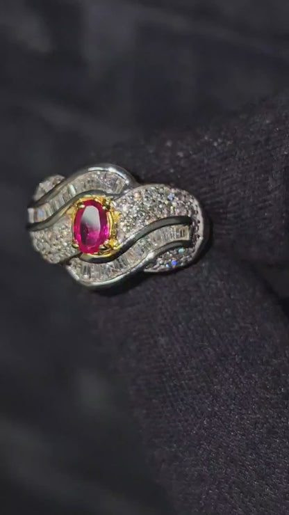 Vintage 14k Gold, 2.70 Carat Ruby & Diamond Ring