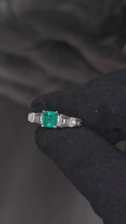 1.50 Carat Colombian Emerald Diamond Cocktail Ring