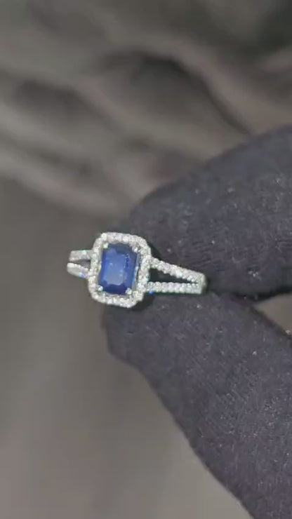 Vintage, Art Deco Blue Sapphire & Diamond Ring For Her