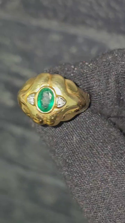 Vintage Zambian Emerald Ring in 14K Yellow Gold