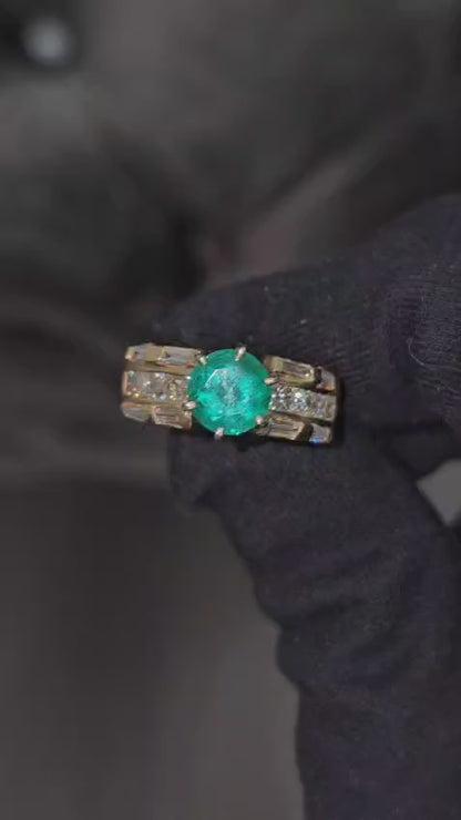 4.85 Carat Emerald and Diamond Ring in 14K Yellow Gold